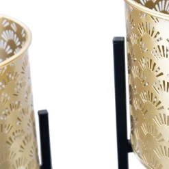 Vaso oro Nero set 2 Vasi, Portavasi Rimovibili Colore Struttura Nero, Diametro Vaso Grande: 20, Vaso Piccolo: 17 cm - Timna