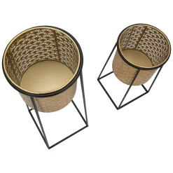 Vaso oro Nero set 2 Vasi, Portavasi Rimovibili Colore Struttura Nero, Diametro Vaso Grande: 22, Vaso Piccolo: 20 cm - Tikal