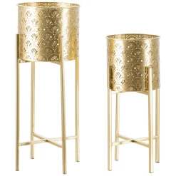 Vaso oro set 2 Vasi, Portavasi Rimovibili Diametro Vaso Grande: 20, Vaso Piccolo: 18 cm, - Isafjo