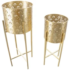 Oggettistica > Dmora Vaso set 2 Vasi, Portavasi Rimovibili Diametro Vaso Grande: 26, Vaso Piccolo: 20 cm, - Twizel Oro