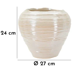 Oggettistica > Dmora Vaso Rosa Bianco Crema Finitura Effetto Materico Colore Struttura Bianco, Sfumatura Colore Struttura Crema - Batobamo Bianco Crema, Rosa
