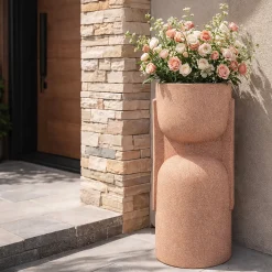 Oggettistica > Dmora Vaso Finitura Geometrica, - Fatone Rosa