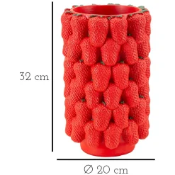 Vaso Rosso Disegni con Fragole Diametro 13.5 cm, - Giano