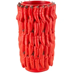 Oggettistica > Dmora Vaso Disegni con Peperoncini Diametro 13 cm, - Elmo Rosso