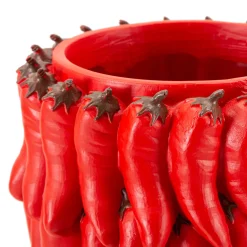 Oggettistica > Dmora Vaso Disegni con Peperoncini Diametro 13 cm, - Elmo Rosso