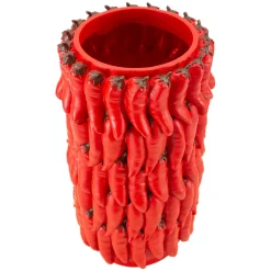 Oggettistica > Dmora Vaso Disegni con Peperoncini Diametro 13 cm, - Elmo Rosso