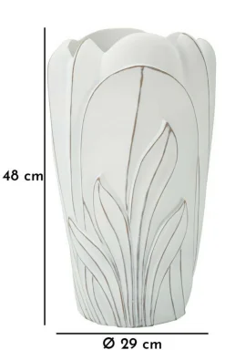 Oggettistica|Vasi > Dmora Vaso Tramigna, 29x29 h48 cm, Bianco