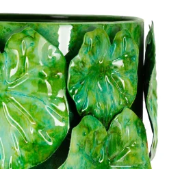 Vaso Verde Disegni con Foglie Diametro 15.5 cm, - Barri