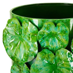 Vaso Verde Disegni con Foglie Diametro 15.5 cm, - Barri