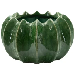 Oggettistica > Dmora Vaso Disegno con Cactus Diametro 13.5 cm, - Batase Verde