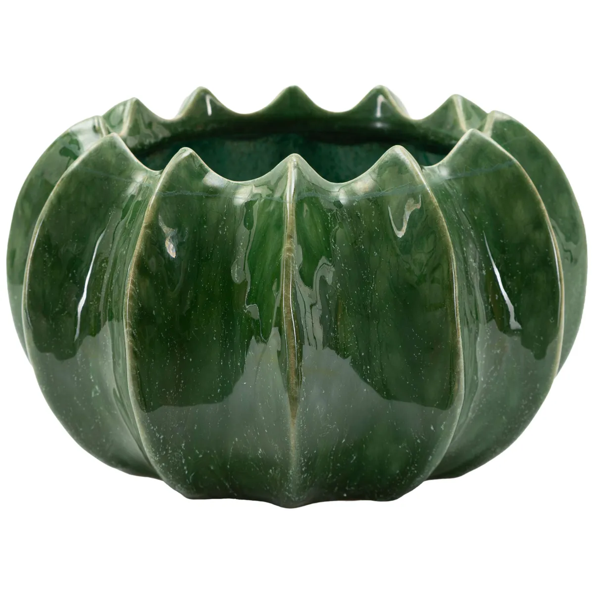 Oggettistica > Dmora Vaso Disegno con Cactus Diametro 13.5 cm, - Batase Verde