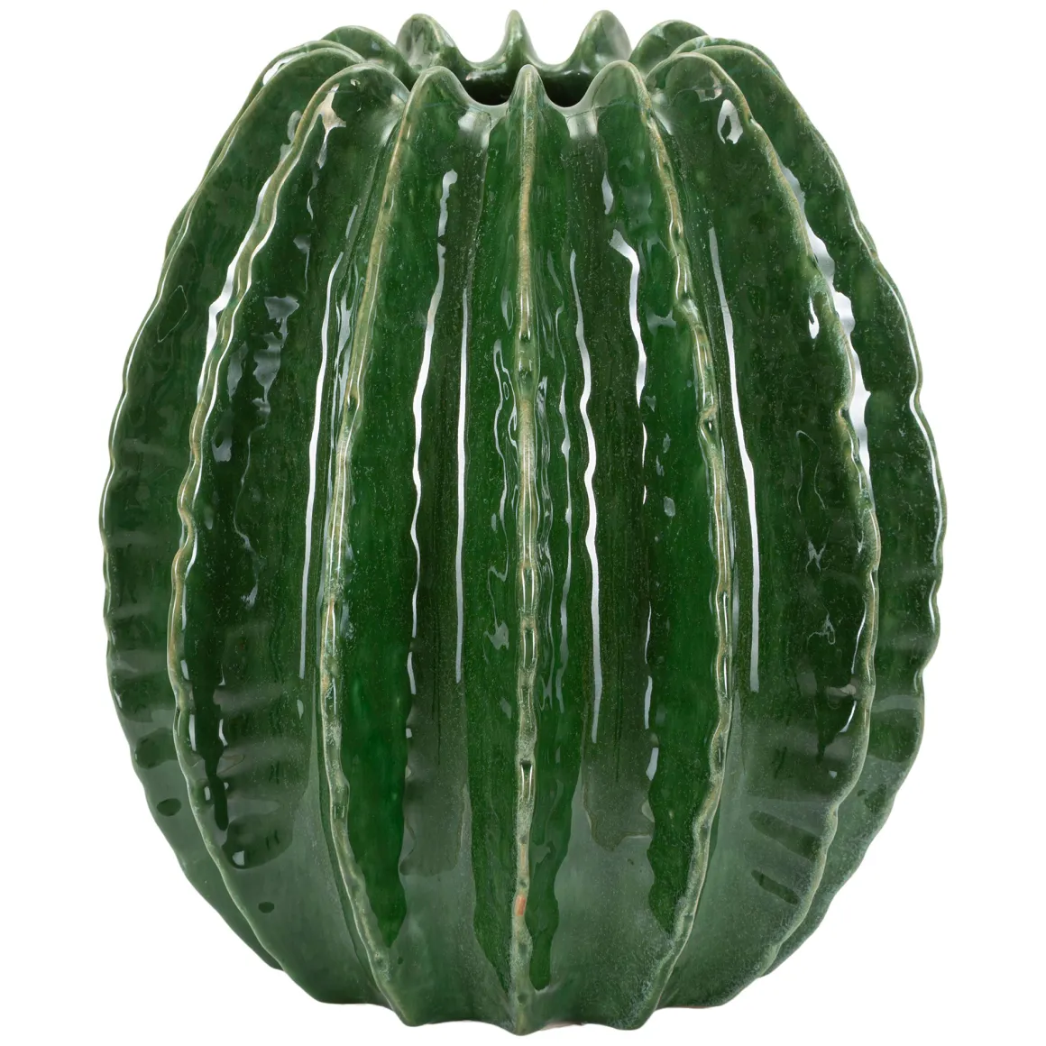Vaso Verde Disegno con Cactus Diametro 9 cm, - KohYao