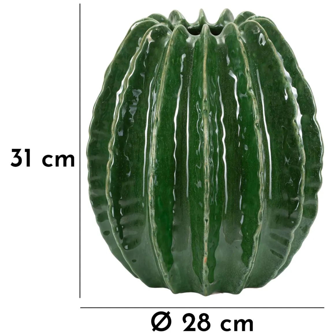 Vaso Verde Disegno con Cactus Diametro 9 cm, - KohYao
