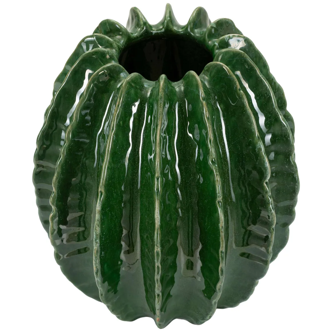 Vaso Verde Disegno con Cactus Diametro 9 cm, - KohYao