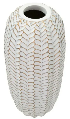 Vaso Whitechapel, Bianco e Oro, 19x19 h46 cm