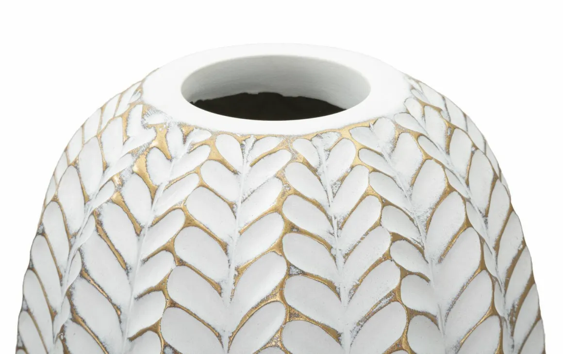 Vaso Whitechapel, Bianco e Oro, 19x19 h46 cm