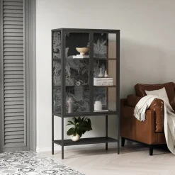 Vetrina 2 ante 80x35x160h cm ardesia - Busseto