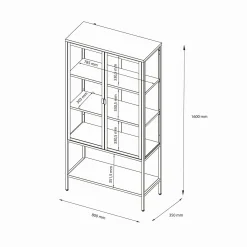 Vetrina 2 ante 80x35x160h cm ardesia - Busseto