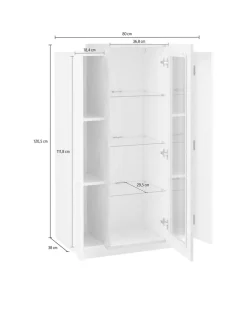 Cucina|Salotto > Dmora Vetrina 3 ante 80x38x121h cm bianca lucida - Ablaze Bianco Lucido