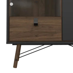 Vetrine > Dmora Vetrina 2 ante 101x40x161h cm nera e noce - Mora Marrone, Nero Noce