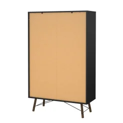 Vetrine > Dmora Vetrina 2 ante 101x40x161h cm nera e noce - Mora Marrone, Nero Noce