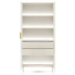 Vetrine > Dmora Vetrina Beige Cashmere Trasparente 4 Ripiani 2 Cassetti 92x39x195h cm, 2 Ante - Lafafasa Trasparente, Beige Cashmere