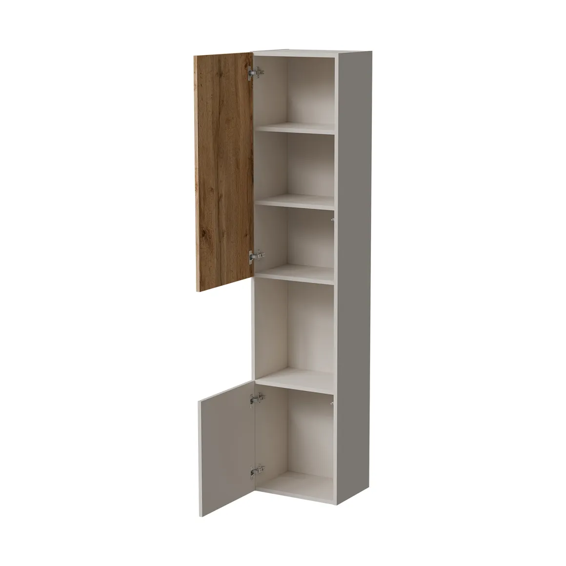 Vetrina Beige Marrone Rovere 4 Ripiani 2 Ante 39.9x29.8x180h cm, Apertura Push Pull - Botte