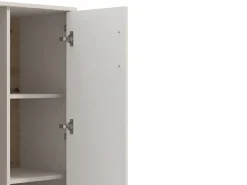 Vetrina Beige Marrone Rovere Nodi 4 Ripiani Apertura Battente 90x40x116.5h cm, 2 Ante - Castella