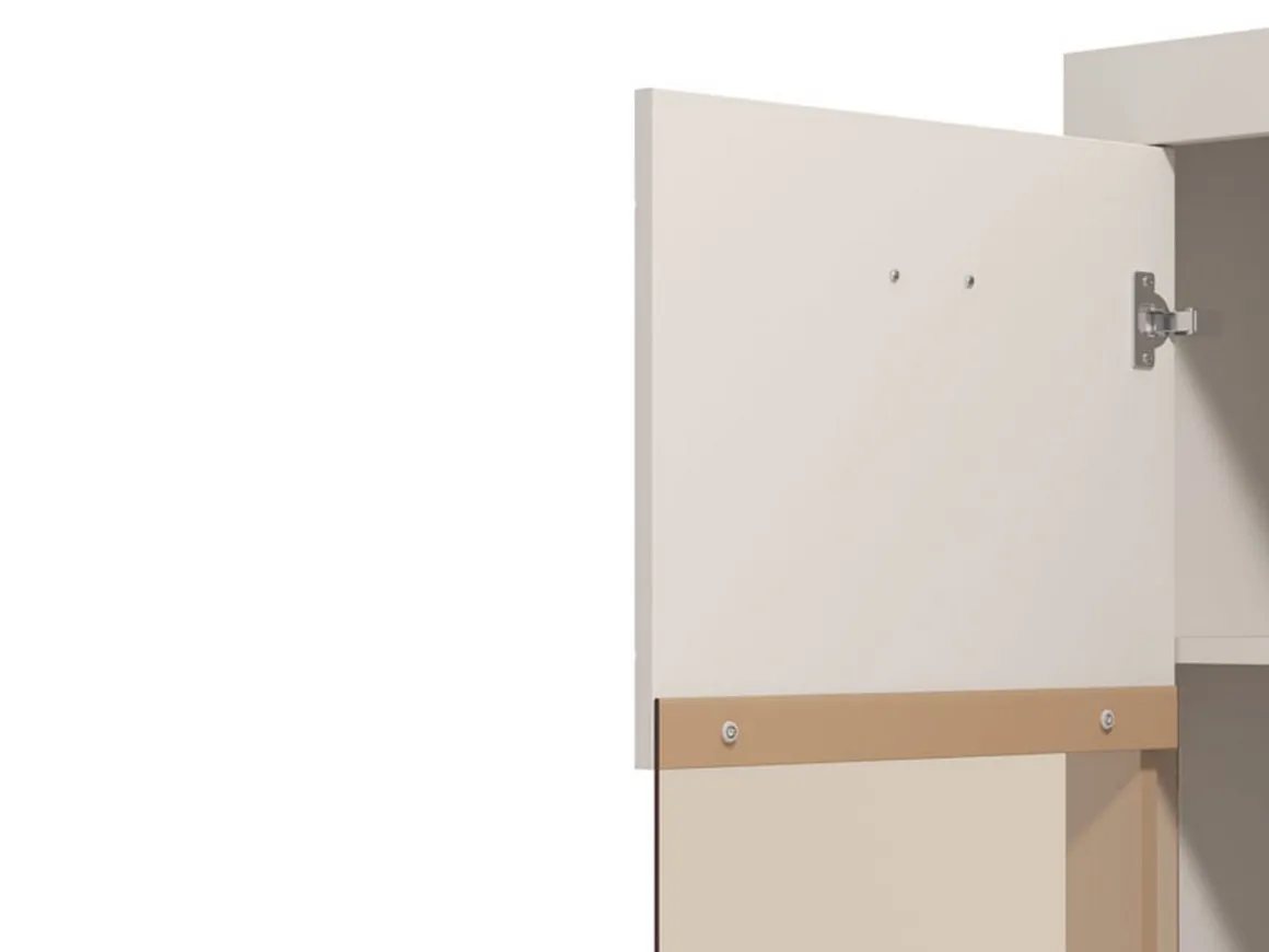 Vetrina Beige Nero 2 Ripiani 2 Ante 83.5x35x130h cm, 3 Vani - Imbaro
