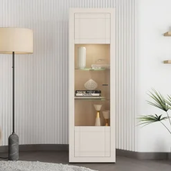 Vetrine > Dmora Vetrina Beige Nero 4 Ripiani Un'anta 35x32x168h cm, 5 Vani - Roburent Nero, Beige Cashmere