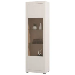 Vetrine > Dmora Vetrina Beige Nero 4 Ripiani Un'anta 35x32x168h cm, 5 Vani - Roburent Nero, Beige Cashmere