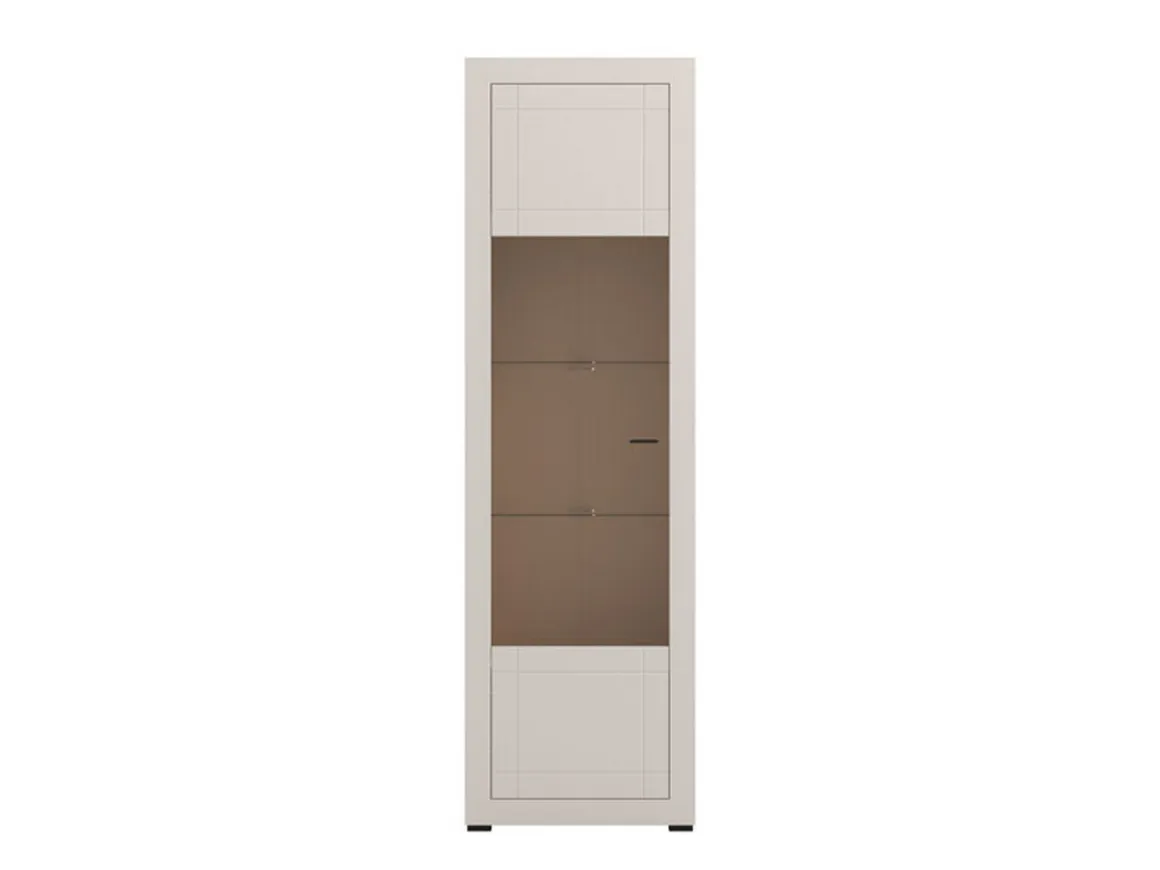 Vetrina Beige Nero 4 Ripiani Un'anta 58x35x194h cm, 5 Vani - Palena