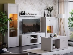 Vetrina Beige Nero 4 Ripiani Un'anta 58x35x194h cm, 5 Vani - Palena
