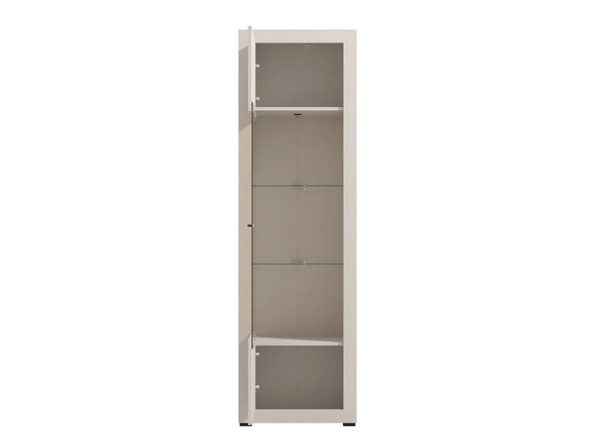 Vetrina Beige Nero 4 Ripiani Un'anta 58x35x194h cm, 5 Vani - Palena