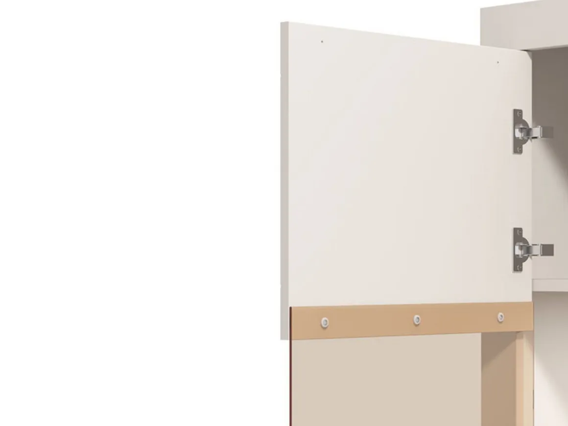 Vetrina Beige Nero 4 Ripiani Un'anta 58x35x194h cm, 5 Vani - Palena