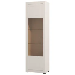 Vetrina Beige Nero 4 Ripiani Un'anta 58x35x194h cm, 5 Vani - Palena