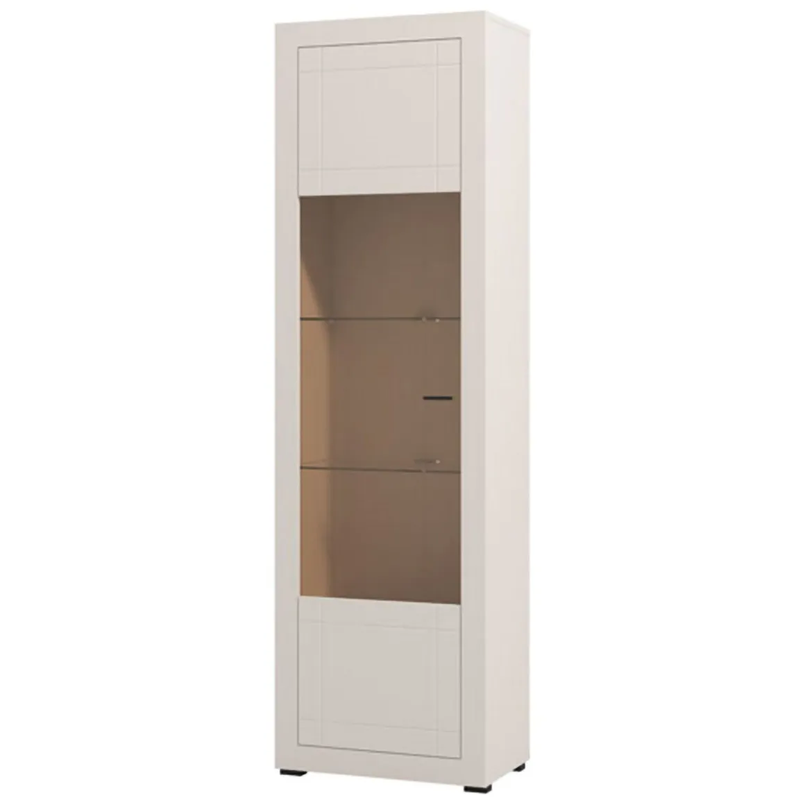 Vetrina Beige Nero 4 Ripiani Un'anta 58x35x194h cm, 5 Vani - Palena
