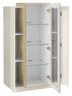Vetrina Beige 7 Ripiani 10 Vani 80x38x120.5h cm, 3 Ante - Severino