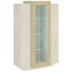 Vetrina Beige 7 Ripiani 10 Vani 80x38x120.5h cm, 3 Ante - Severino