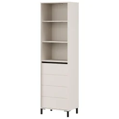 Vetrina Bianco Crema Nero 4 Ripiani Apertura Battente 55x40x193h cm, Un'anta - Calto