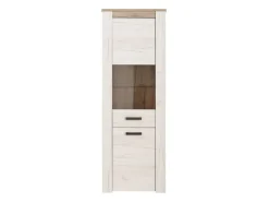 Vetrine > Dmora Vetrina Bianco Larice Marrone 4 Ripiani Apertura Battente 68.5x36.5x195h cm, Un'anta - Sulbiate Marrone, Bianco Larice