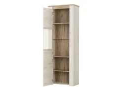 Vetrine > Dmora Vetrina Bianco Larice Marrone 4 Ripiani Apertura Battente 68.5x36.5x195h cm, Un'anta - Sulbiate Marrone, Bianco Larice