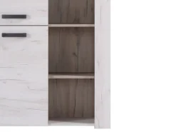 Vetrina Bianco Larice Marrone Rovere Nodi 6 Ripiani Apertura Battente 99.5x36.5x146.5h cm, 2 Ante - Sagama