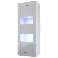 Vetrine > Dmora Vetrina 3 Ripiani 2 Cassetti 60.9x42x161.2h cm, 2 Ante - Uffugo Bianco Lucido