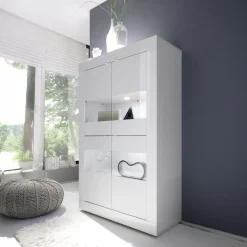 Vetrina Bianco Lucido 3 Ripiani Apertura con Maniglia 101.4x42x161.2h cm, 2 Ante - Suzzara