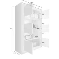 Vetrina Bianco Lucido 3 Ripiani Apertura con Maniglia 101.4x42x161.2h cm, 2 Ante - Suzzara