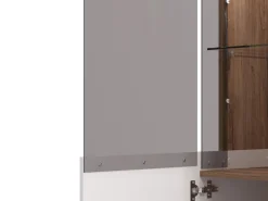 Vetrina Bianco Marrone Rovere Nodi 4 Ripiani Apertura Battente 78.5x40x143h cm, 2 Ante - Suello