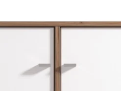Vetrina Bianco Marrone Rovere Nodi 4 Ripiani Apertura Battente 78.5x40x143h cm, 2 Ante - Suello