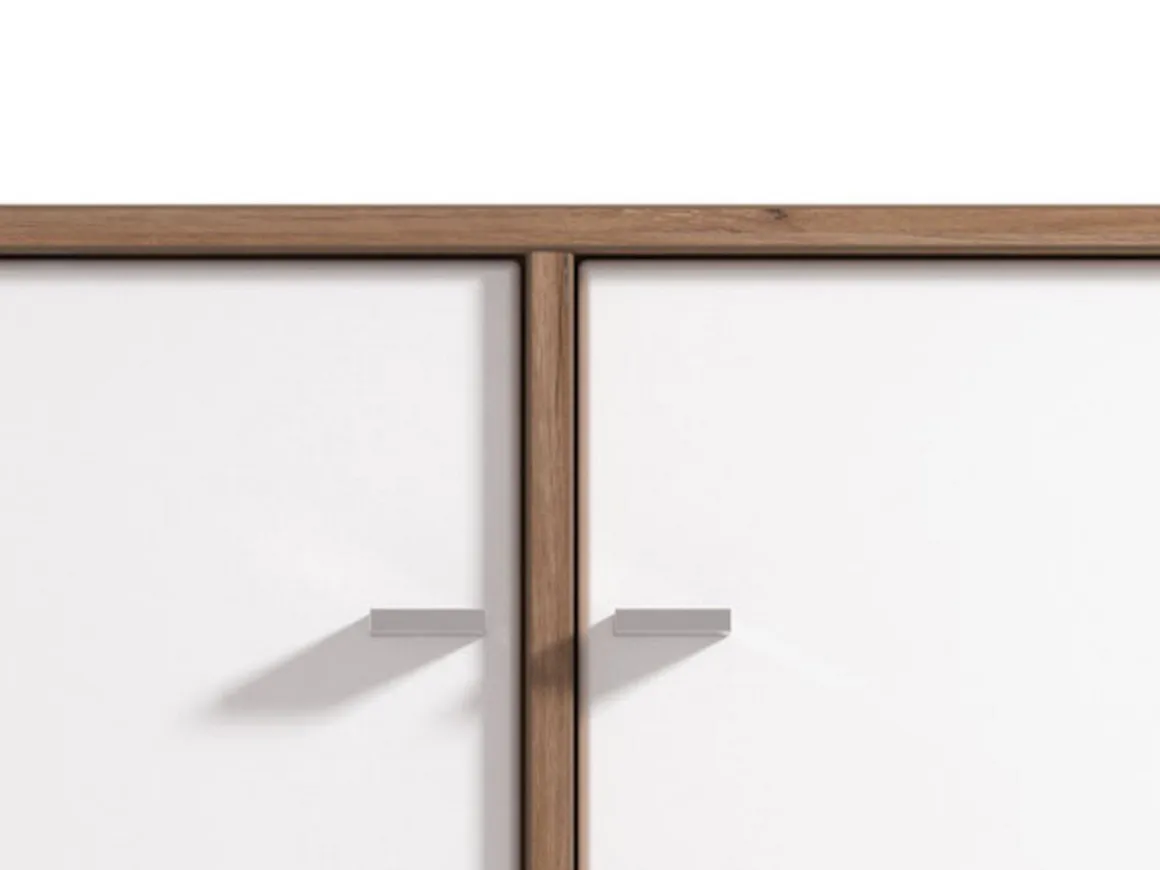 Vetrina Bianco Marrone Rovere Nodi 4 Ripiani Apertura Battente 78.5x40x143h cm, 2 Ante - Suello