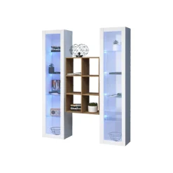 Vetrina Bianco 12 Ripiani 2 Ante 40x30x180h cm, 16 Vani - Gadoni